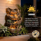 25.2" H 4-Tier Outdoor Water Fountain with LED Lights and Planter Pot, Cascading Wood-Look & Moss Waterfall Floor Fountain for Garden, Patio, Yard, Porch, Deck, Outdoor & Indoor Decor - Image 4