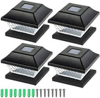 SUNWIND Solar Post Cap Lights Outdoor - 4 Pack LED Fence Lights for 4X4 & 5X5 Wooden Posts Warm White Waterproof for Deck, Patio or Garden Decoration (Black) by kinna