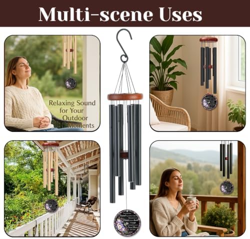 Personalized Hummingbird Memorial Wind Chime Custom Name & Year, Sympathy Gift for Loss of Loved One, Soared Beyond Our Sight Remembrance Windchimes Outdoor Garden Decor Deep Tone - Image 2