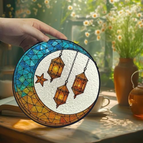 Stained Glass Moon Star Lanterns Art Suncatcher - Image 3