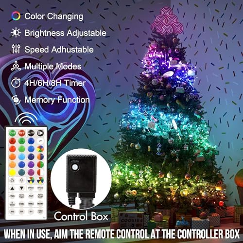 164 FT 500 LED Halloween Lights Outdoor , Waterproof RGB String Lights with Remote Control& Timer Function, 24 Colors Changing Fairy Lights for Indoor Outdoor Room Wall Christmas Tree Party Decoration - Image 2