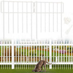 Thrivinest 10 Pack Animal Barrier Fence, No Dig Fence Decorative Fences, 17in(H) x10ft(L) Rustproof Metal Small Garden Fence Border for Dogs Rabbits, Bottom Blocker for Outdoor Yard Patio, White by Thrivinest