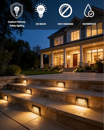 4 Pack Outdoor Step Lights, 1W 48LM LED Aluminum Low Voltage Landscape Lighting with Patent Connector, 3000K Warm White IP65 Waterproof Low Voltage Deck Lights, ETL, UL, CSA Listed - Image 5