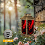 Solar Lantern Outdoor Waterproof Abstract Black Red Acrylic Ink Fantastic Chaotic Swirling Patterns Garden Decor LED Solar Lights Hanging/Tabletop Lamp Gifts for Women Mom for Outside Yard Patio - Image 5