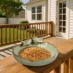 Ceramic Bird Bath Bowl with Perched Birds - Premium Outdoor Tabletop Birdbath Basin in Weather-Resistant Glaze - Usable on Ground, Deck or Tabletop - Image 7