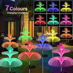4 Pack Solar Garden Lights, Gardening Birthday Gifts for Mom Grandma Women, Waterproof 7 Color Changing Jellyfish Light with Butterfly Solar Flower Lights for Outdoor Pool Yard Garden Decor - Image 3