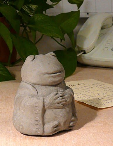 Meditating Frog - Small Cast Stone Desk Pet in Grey Stone - Image 2