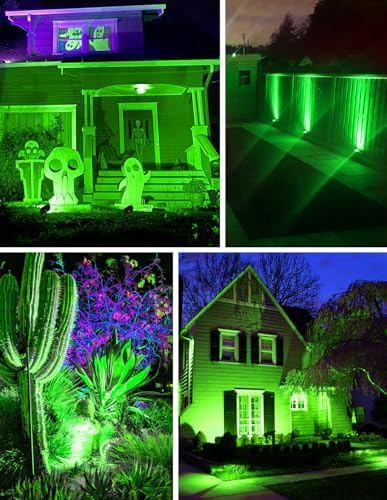 Halloween Green Landscape Lights Outdoor, 14 LED Landscape Lighting with US Plug, IP65 Waterproof Spotlights for Tree Yard Garden Pathway St. Patrick's Day Christmas Decor 8 Pack - Image 2
