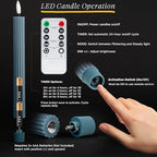 6 Pack, 10" LED Flameless Real Wax Blue Fluted Ribbed Grooved Taper Candles, Remote & 24h Timer Memory, On/Off Button, Dimmable, Flicker Mode, Battery Operated, Wedding - Image 5