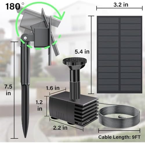 Biling Solar Water Pump Outdoor, Solar Powered Fountain Water Pump for Bird Bath, Garden, Backyard, Pool, Fish Tank - Image 4