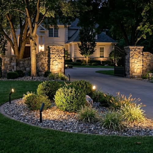 GOLDEN STAR Low Voltage Landscape Lights - 3W 100LM Compact Spotlights, 12V AC Cast Aluminum Accent Lighting, 2900K Warm White, Replaceable MR11 LED Bulb, with Reinforced Stakes - Image 3