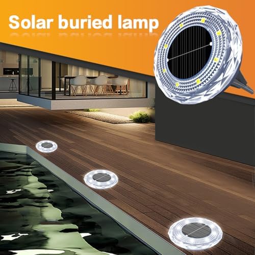 Solar Ground Lights 12 Pack,8 LED Garden Path Lights,Outdoor Ground Lights Landscape Lighting Waterproof,Solar Lawn Light for your courtyard, swimming pool,walkways, pathway, driveway, lawns(White) - Image 2