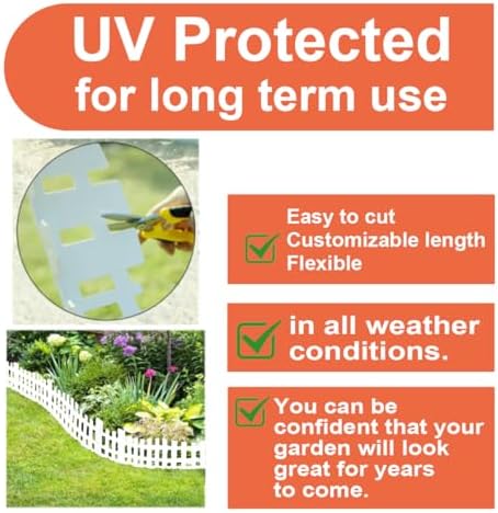 Garden Edging 33FT x 4.1~4.9IN Tall, Landscape Edging Borders with 60pcs Plastic Stakes,Arched Design White Flexible Lawn Edging Border, No Digging Edge Fence DIY for Tree Flowerbeds Grass Yard - Image 5