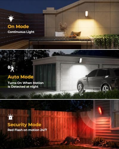 2 Pack Motion Sensor Outdoor Lights, 10000mAh Rechargeable Battery Operated Outdoor Lights with Remote, 3 Modes with Red Alert, Dimmable & 3CCT, Outdoor Security Lights for Porch, Backyard, Garage - Image 4