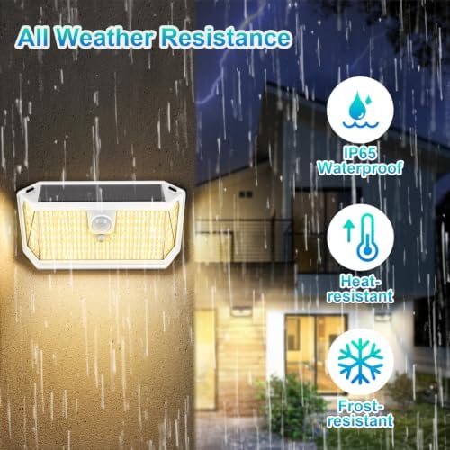 Brightever Solar Motion Sensor Outdoor Lights, 4000LM 344 LEDs Solar Outdoor Lights, IP65 Waterproof Exterior Flood Security Lights with 270° Wide Angle & 3 Modes for Patio Garage, 2-Pack White - Image 5