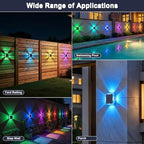 AUDLES Solar Lights Outdoor Waterproof, 4-Sided Glow Solar Wall Lights, Warm White & RGB 8 Modes Color Changing Solar Fence Lights for Doorway Patio Deck Backyard-8 Pack - Image 3