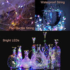 Upgraded 12 Pack Diamond Solar Wine Bottle Lights, 20 LEDs Waterproof Copper Light, Bottle Light Fairy Cork String Lights for Yard Patio Decor, DIY Birthday Gift for Mom Grandma Friend(MultiColor) - Image 2
