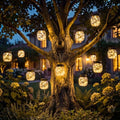 Kolpop Solar Lights Outdoor Waterproof 12 Pack, Solar Powered Hanging Lantern with 28 LED, Cracked Glass Hanging Globes for Garden Patio Fence Yard Christmas Tree Decoration,Warm White by kolpop
