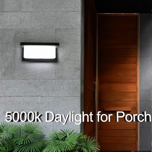Sytmhoe 5000K Daylight White Exterior Wall Light, 2Packs Modern LED Exterior Light Fixture Wall Mount Ip65 Waterproof, Wall Porch Light for Garage Walkway Hallway Backyard Garden(2packs) - Image 6