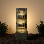 Bumilgar 32.28" H 4-Tier Indoor/Outdoor Modern Water Fountain with Led Lights and Pump, Outdoor Freestanding Cascading Waterfall - Suitable for Garden, Patio, Porch, Yard and Outdoor Decor - Image 3