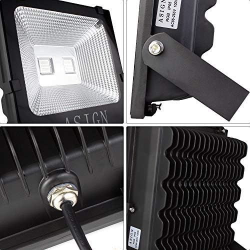 ASIGN 100W RGB LED Flood Lights, Indoor Outdoor Decoration Light Waterproof Color Changing LED Security Light with Remote Control, Dimmable Wall Washer Lights with US 3-Plug - Image 4