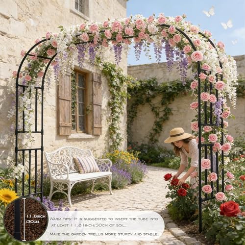 Square Tube Garden Arch Trellis, 10.5FT x 8.2FT Metal Arbor, Outdoor Trellis for Climbing Plants, Black - Image 7