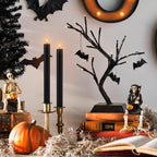 Black LED Taper Candles with Remote Timer, 24 Pack 9" Battery Operated Flameless Candles, 3D Flickering Flameless Taper Candles for Halloween Christmas Decor, Dinner Table Centerpiece, Wedding - Image 7
