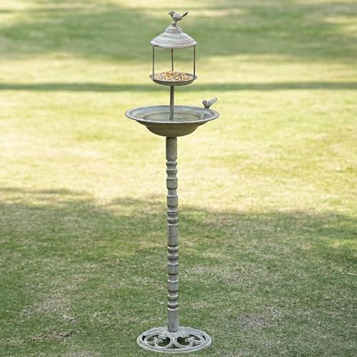 44.5" H 2 in 1 Metal Bird Bath, Standing Bird Feeder Garden Yard Decor - Image 2