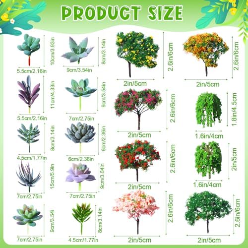 WinnerWhy 116 Pcs Fairy House Accessories Kit Miniature Garden Accessories Terrarium Decoration Mini Diorama Figurines Miniature Landscape Trees Simulated Succulents for DIY Garden Doll House Craft - Image 3