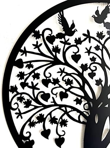 Bellaa 20193 Metal Wall Decor Tree Circle of Life Birds Nature Round Sign Indoor Living Room Rustic Art Outdoor Garden Patio Decor - Image 6