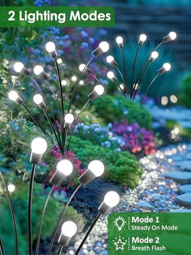 8 Pack Solar Garden Lights, 64 LED Firefly Lights Solar Outdoor Waterproof - Image 3