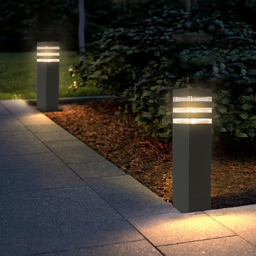 Pathway Lights Hardwired Outdoor 15In Black Lamp Post Walkway Path Lights - Image 4