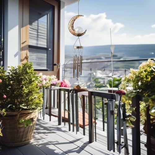 Sun Wind Chimes, Metal Wind Chimes, Waterproof Anti-Corrosion, Solar Wind Chime, Wind Chime for Outside/Window/Door/Garden/Outdoors, Gifts for Girl/mom/Friend. (Moon) - Image 6
