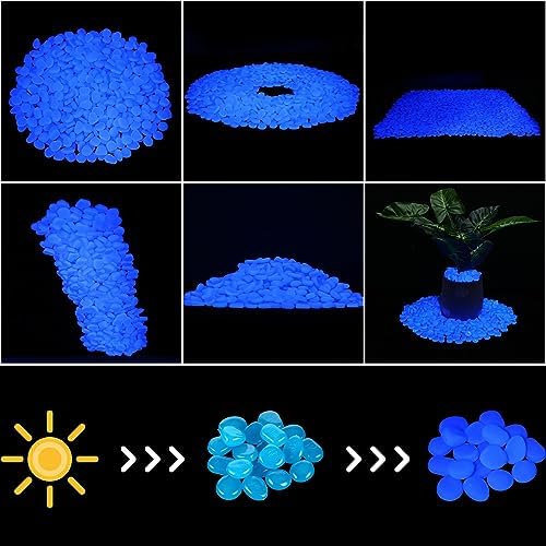Sasylvia 4000 Pcs Glow in The Dark Rocks Blue Garden Glow Rocks - Image 4