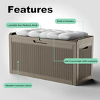 60 Gallon Waterproof Resin Deck Box, UV Resistant Outdoor Storage for Garden, Patio, Porch, Delivery（Gray，60 Gallon） - Image 6