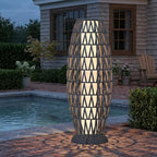 Solar Yard Outdoor Solar Floor Lamp Wicker Boho Lantern, Waterproof Outdoor Lamps for Patio Deck Yard, Oslo Silver Black by SolarYard