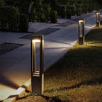 Outdoor Path Lighting Fixture 23.62In Modern Landscape Pathway Light Aluminum LED Waterproof Walkway Lamps Outside Housing 3000K Bollard Lights Hard Wired Post Lantern For Lawn Garden Sideway Lamps - Image 4