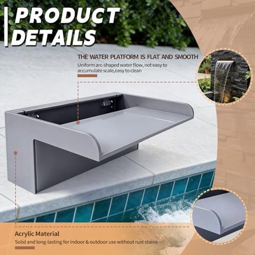 Pool Fountain, Transparent Acrylic Pool Waterfall Spillway with Pipe Connector Kits for Outdoor Decorative, 35.4 Inches Pool Water Feature for Garden Patio, Backyard Koi Pond Decor - Image 5