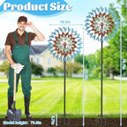 Wind Spinner Kinetic Wind Sculpture, 18.5" W x 78.7" H Large Metal Outdoor Windmill with 5‑Prong Stable Base, 360° Rotatable 6 Blades 3‑Tier Wind Catcher Yard Art Decor for Patio Lawn Garden Backyard - Image 3