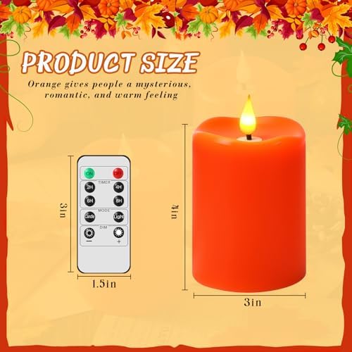 Retisee Flameless LED Candles Real Wax, 4 Pcs, Orange, 3 x 4 in - Image 3