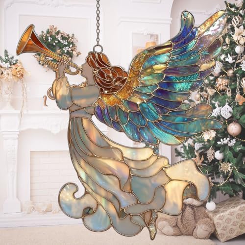 Whistle Angel Mosaic Style Tiffany Effect Acrylic Suncatcher by AVAGAN