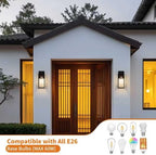 15'' Black Dusk to Dawn Outdoor Front Porch Lights for Outside, Large Exterior Lighting Fixtures Wall Mount for House, Wall Sconce Lamp, Waterproof Lantern Coach Lights for Garage, Entryway,Yard - Image 5