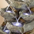 Cascading Electric Powered 8-Tier Rock Water Fountain with LED Lights 18.25" for Indoor and Outdoor Use - Image 6
