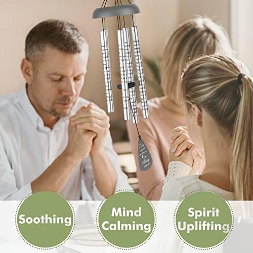 Fabuday 32'' Sympathy Wind Chimes Memorial Gift for Loss of Loved One Gray - Image 3