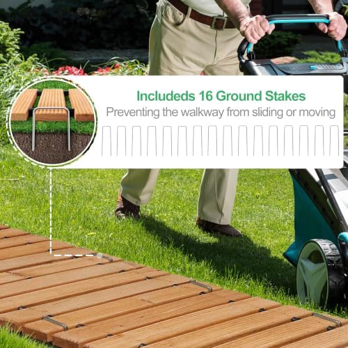 RELIANCER 24' Wooden Garden Pathway,Outdoor Roll Out Walkway,Patio Footpath - Image 5