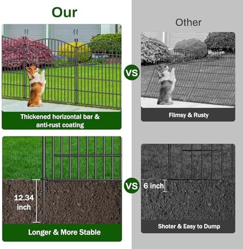 10 Panel No Dig Decorative Garden Fence with Gate 32"H x 23.6'L Dog Barrier - Image 3