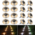 VOLISUN Solar Driveway Lights Dock Deck Lights 16 Pack,2 Colors in 1 Led IP67 Waterproof Outdoor Warning Step Lights for Driveway Sidewalk Pathway (White/Warm White) by VOLISUN