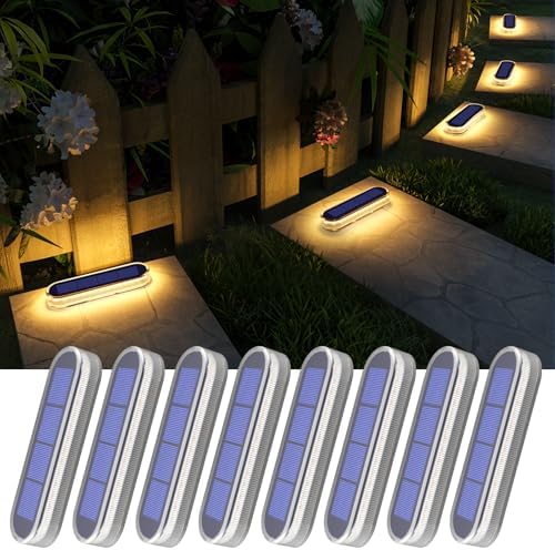 YiLaie Stick on Solar Deck Step Dock Stair Lights for Outside Solar Powered by YiLaie