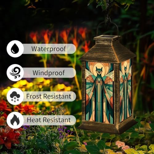 Solar Lantern Vintage 1960s Style Fox Outdoor Waterproof Garden Hanging Lantern Solar Powered Lighting Outside Solar Light for Patio Yard Camping, Gifts for Women Mom - Image 3