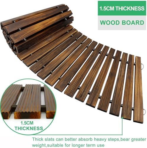 RELIANCER 7' Wooden Garden Pathway,22" Wide Outdoor Roll Out Patio Walkway - Image 3